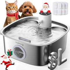 FEELNEEDY cordless fountain front view with 8L tank for multi-pet homes