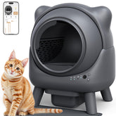 FEELNEEDY self-cleaning litter box with ears design, front view, sleek and low-maintenance.