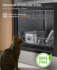 FEELNEEDY stainless steel cat water fountain ultra-quiet pump ensures peaceful homes.