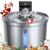 FEELNEEDY wireless cat water fountain front view showing safe hydration with stainless steel build