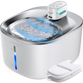 FEELNEEDY wireless cat fountain with sensor showing cordless design for flexible drinking
