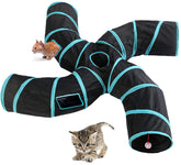 Feesok tunel para gatos largo con cuatro vías y ventanas para observar y jugar