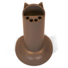 Feline Ruff cat teaser wand holder front view gray keeps toys organized.