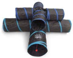 Feline Ruff Premium 4-Way Cat Tunnel extended to 56 inches enables multi-cat exploration.