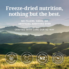 Feline Natural grain-free kibble image highlights absence of grains in recipe