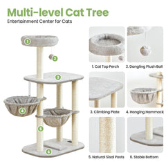 Feliskyn 42inch cat tree tower for two cats provides shared climbing and lounging space.
