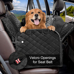Femuar seat cover shows built-in storage pockets for toys and snacks