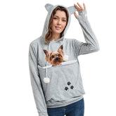 Fenben Women's Pet Carrier Hoodie front view for hands-free pet carrying and casual style