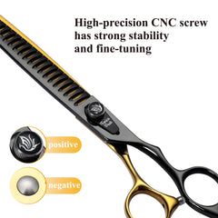 Fenice Peak 7-inch curved dog scissors — gentle contouring around delicate areas.