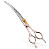 Fenice Peak curved dog grooming scissors rose gold 8in for precise trimming