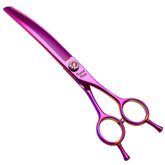 Fenice Peak professional dog grooming scissors 7in side view with ergonomic grip for precise trimming