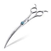 Fenice Totem curved shear 45-degree arc for precise dog grooming shaping.