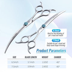 Fenice Totem curved shear packaging showcases a professional grooming tool ready for use.