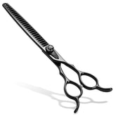 Fenice Totem dog grooming scissors in bright black for comfortable long grooming sessions.