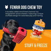 Fenrir Hammer red dog chew toy front view ideal for interactive fetch and play.
