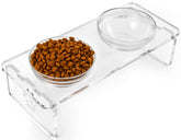 Feoyoho elevated bowls stand front view showing sleek feeder for comfortable meals
