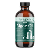 Fera Pets Algae Oil bottle-front shows vegan omega-3 for immune, heart, brain support.