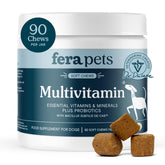 Fera Pets dog multivitamin chews bottle promotes daily nutritional support.