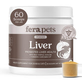 Fera Pets Liver Supplement bottle front shows overall liver support for dogs and cats