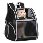 FERMAO Cat Backpack Carrier side view for hands-free pet travel and visibility.
