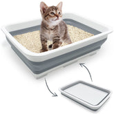 Fhiny Open Cat Litter Box folded compact design for easy storage and travel.