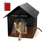 FHTONGE extralarge heated cat house front view shows weatherproof winter shelter for outdoor cats.