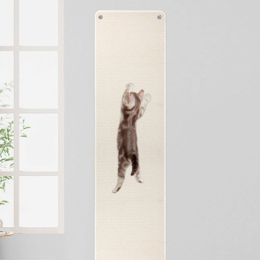 FHTONGE wall scratcher vertical setup demonstrates space-saving design for multi-cat homes.