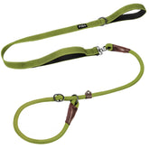 Fida 2-in-1 slip lead double-handles in green for secure city walks.