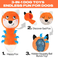 Fida 3-in-1 squeaky toy middle plush ball provides soft bite challenge