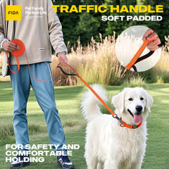 Fida long leash night reflective threads orange for better low-light visibility