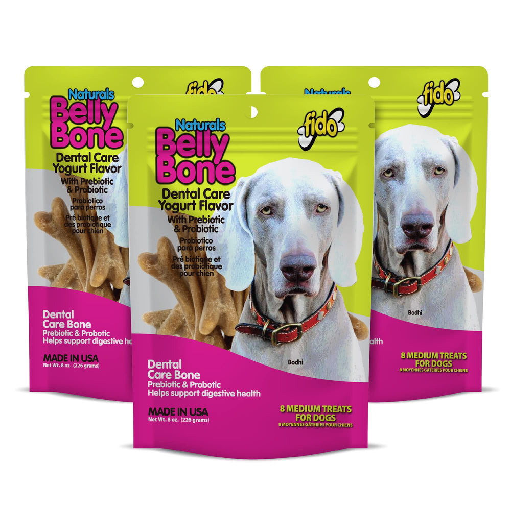Fido Belly Bones medium dog treats in a resealable pack support daily dental care