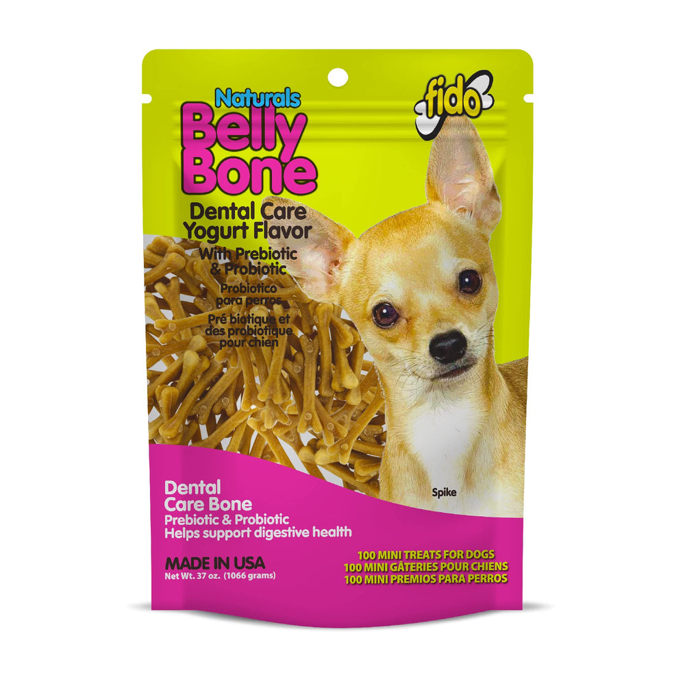 Fido Belly Bones mini packaging with resealable pouch for freshness