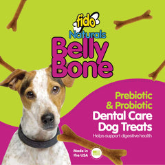 Close-up of Fido Belly Bones yogurt-flavored chew for easy chewing.