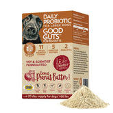 Fidobiotics Good Guts for Big Mutts bottle promotes canine gut health and daily probiotics.