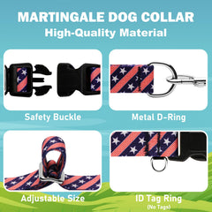 Fidohug martingale collar navy flag detail highlights quick-release buckle for safety.