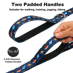 Fidohug dual padded handles on leash for enhanced control and reduced rope burn.