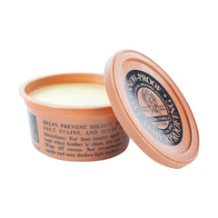 Fiebing's Snow Proof paste applied to leather to extend durability.