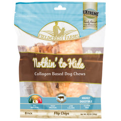 Fieldcrest Farms Nothin' to Hide Flip Chips beef bag closeup for convenient, long-lasting chews