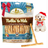 Fieldcrest Farms Nothin' to Hide Twist Stix beef flavor packaging showing rawhide-free dog chews