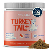 Fifth & Fido lipoma treatment turkey tail powder in a dog bowl for immune support.