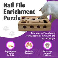 Fig & Friends cat nail file scratch box in-use highlights hands-free grooming activity.