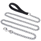 Filhome 6ft metal chain leash closeup shows durable chrome-plated construction for daily walks