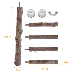 Filhome natural wood perch closeup highlights smooth texture for safe chewing.