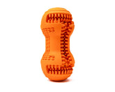 Fillable dog toy closeup highlights dental-cleaning design for aggressive chewers