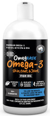 Finest For Pets Omegease 32oz bottle highlighting wild-caught omega-3 for joints