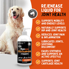 Finest For Pets Rejenease liquid poured into bowl, easy mixing with food