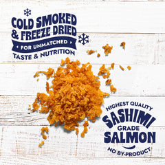 Finfare salmon sprinkles close-up—texture-rich flakes to boost day-to-day meals.
