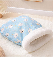 FineUsea soft cat tunnel bed blue interior plush for cozy naps.