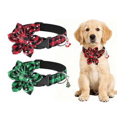 Fipergen Christmas dog collar with removable flower for versatile holiday styling