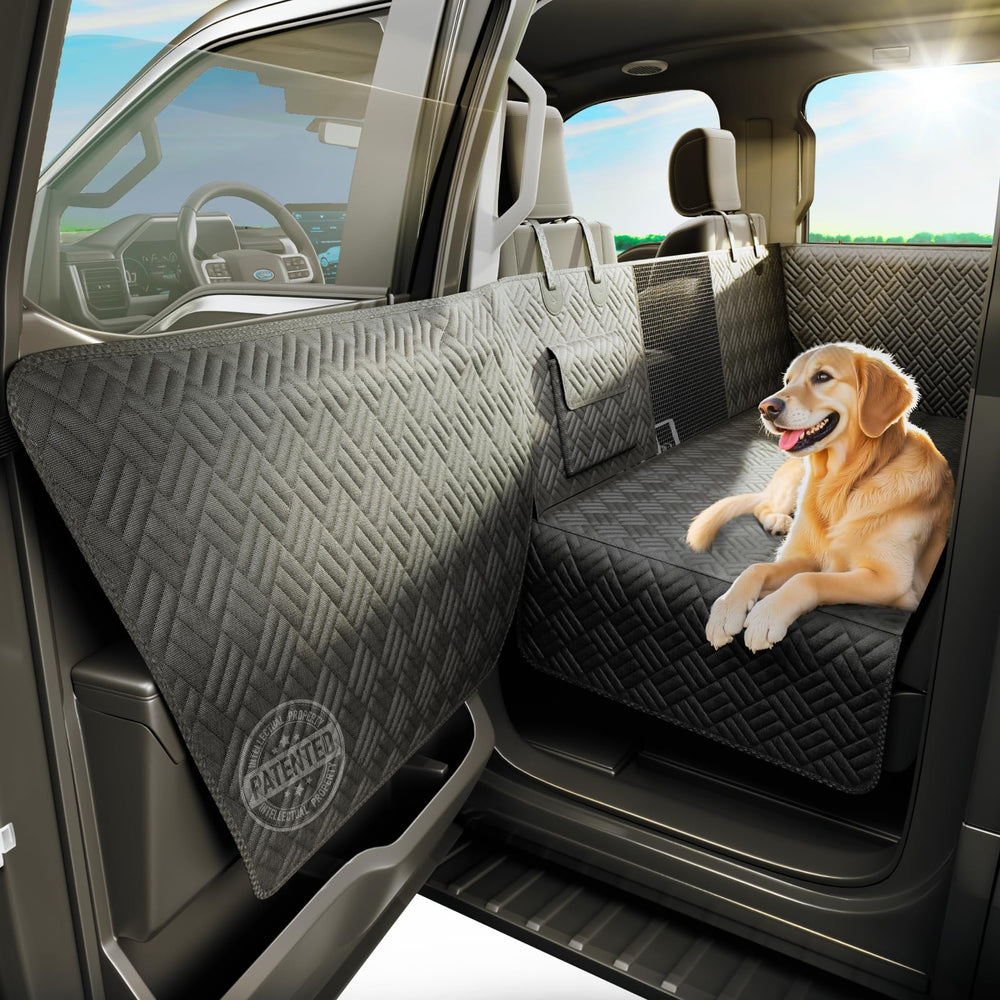 FIRSTWELL dog car seat cover back seat hard bottom protects upholstery on road trips